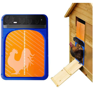 Automatic chicken coop opens/closes with chicken coop - Battery, solar cells and/or charging socket