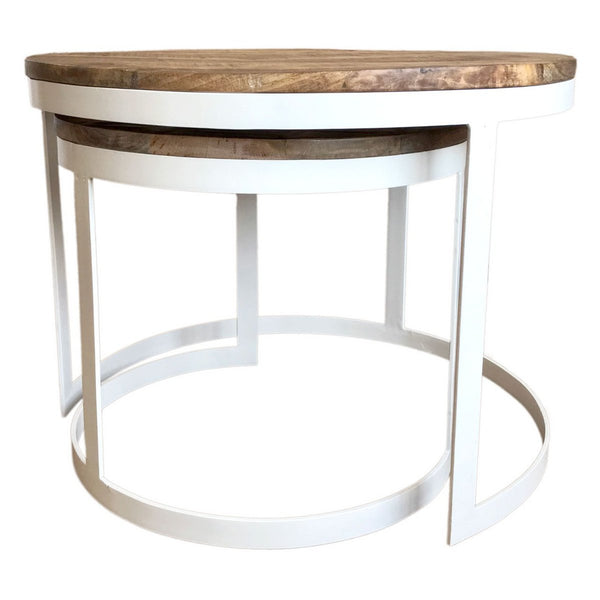 Coffee table set - 2 side tables - Coffee table round Austin - Metal frame