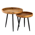 Bijzettafel hout rond diameter van 40 of 50cm. Salontafel woonkamertafel Vancouver metalen poten mat zwart