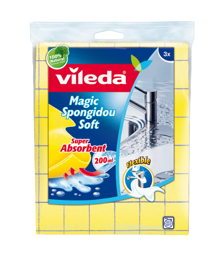 Vileda Soft Sponge Cloth - Pak van 3 stuks - Handig voor oppervlaktedesinfectie