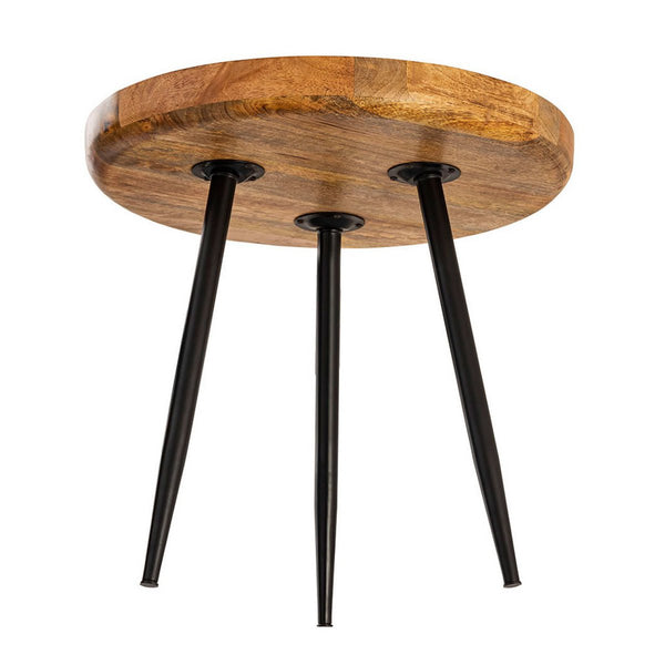 Side table wood round diameter of 40 or 50cm. Coffee table living room table Vancouver metal feet matt black